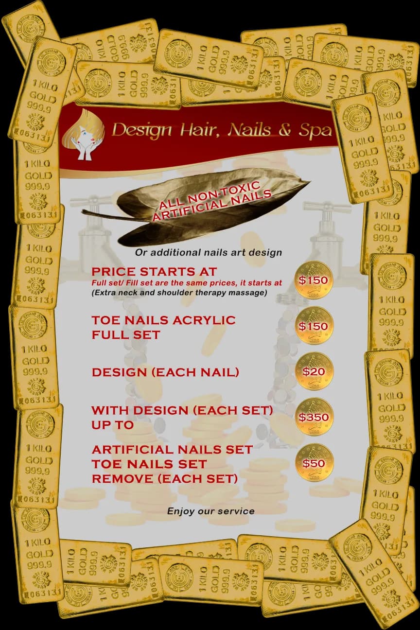 Artificial Nails Price Menu